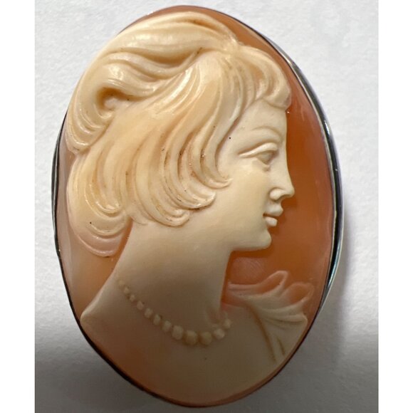 Ruolds Creations Shell Cameo Brooch Pin Pendant 12K Gold Filled Vintage Jewelry - Picture 1 of 10
